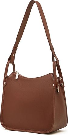 Generic Leather Bucket Shoulder Bags, Compatible For Women Crossbody Purse Tote Office Ladies Handbags(Golden Brown)