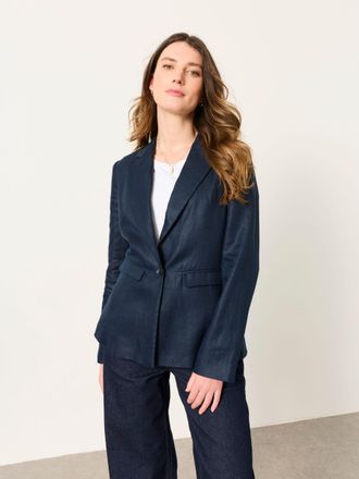 Fat Face FatFace Lyla Navy Petite Linen Blazer