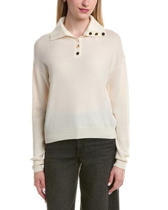 Bruno Magli Half Button Placket Wool & Cashmere-Blend Pullover