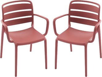 Vente-Unique Poltrona da giardino impilabile in polipropilene Terracotta - Lotto di 2 - MOAH di MYLIA