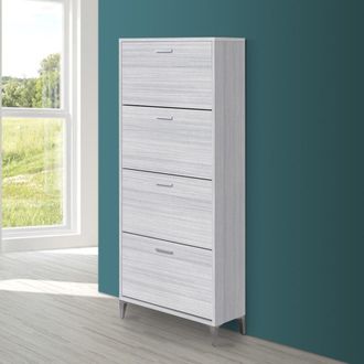 Feridras Feridras - Scarpiera Salvaspazio In Legno Bianco Grigio 4 Ante Armadio 156 Cm Colore: Grigio