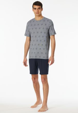 Schiesser Shorty SCHIESSER 95/5, Herren, Gr. 58, blau (804, nachtblau), Single Jersey, Obermaterial: 95% Baumwolle, 5% Elasthan, kurz, Rundhals, Homewear-Sets S