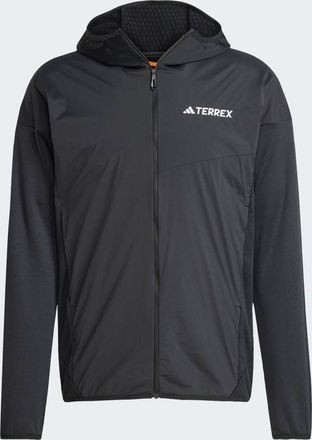adidas Terrex - Xperior Climawarm+ Wind - Giacca a vento leggera in pile nera con cappuccio-Nero