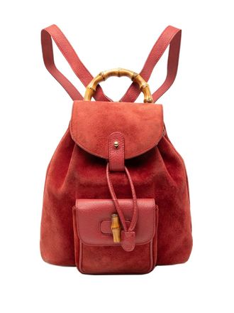Gucci 2000-2015 Suede Bamboo backpack - Red