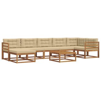 vidaXL Conjunto De Sof&aacute;s De Exterior Con Coj&iacute;n 8 Pcs Natural Y Beige Vidaxl