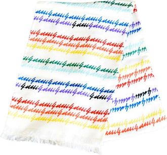 Gucci Rainbow Script Logo Printed Silk Scarf