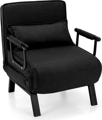 Costway Costway - Sof&aacute; Cama Convertible, Silla De Dormir Individual Tri-fold Con Respaldo Ajustable De 6 Posiciones, Coj&iacute;n Desmontable Y Asiento Tapizado, Est