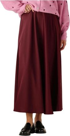 Y.A.S Bordeaux Rode Midi Rok met Volume - Dames - Midirokken - Rood - M - Polyester - Rokken