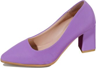 Generic Elegant Womens Solid Color Leather for Versatile Formal Wear and Casual Occasions with Breathable Comfortable Pointed Toe Design (Purple, 4.5)