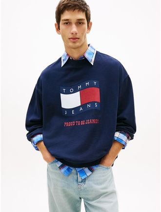 Tommy Hilfiger Mens Tommy Jeans Wavy Flag Logo Sweatshirt - Navy - 3XL