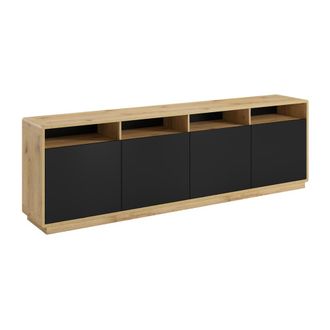 Petits Meubles Aparador 4 puertas estratificado Negro mate marr&oacute;n