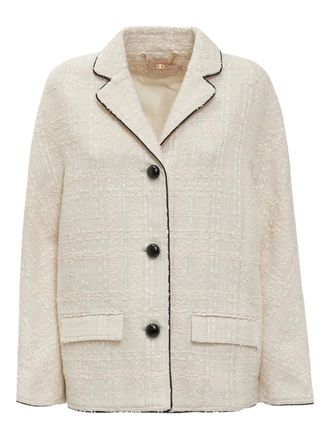 Tory Burch plaid tweed jacket - Neutrals