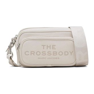 Marc Jacobs Off-White Leren Crossbody Tas met Logo - Dames - Schoudertassen - Wit - ONE Size - Leer - Tassen