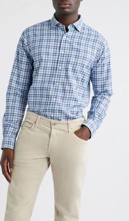 Johnnie-O Donovan Plaid Stretch Button-Up Shirt in Navy at Nordstrom Rack, Size X-Large