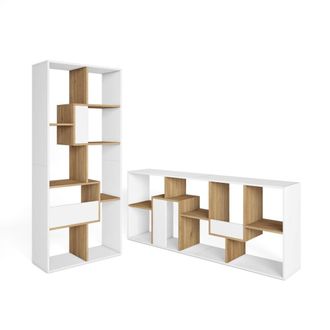 Skraut Home Librer&iacute;a efecto madera blanco y roble 67x31x162cm