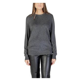Guess Round-neck Knitwear, female, Gray, Size: XL Jamaar Crewneck Stitched Sweater