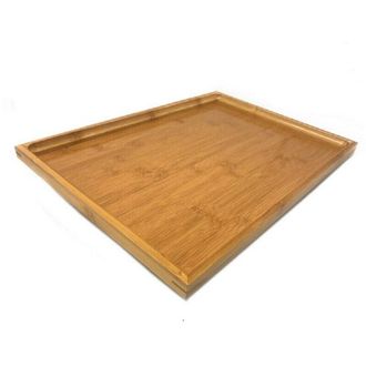 Trade Shop Trade Shop - Vassoio Legno Di Bamboo Rettangolare Bordo Alto X Alimenti Colazione 41x29x2,5cm