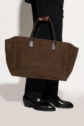 Bottega Veneta Suede Shopper Bag, Mens, Brown