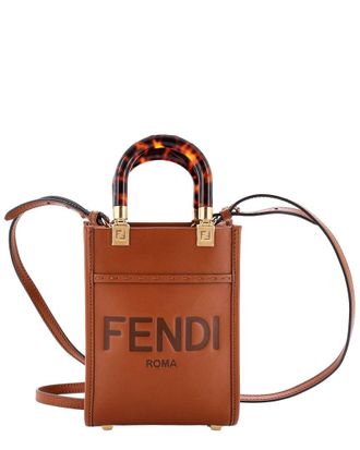 Fendi Fendi Brown Leather Sunshine Shopper Tote Mini (Authentic Pre-Loved)