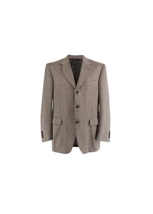 Canali beige & black basketweave cashmere blazer Size XL