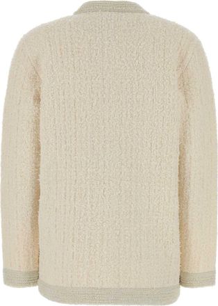 Gucci Womens Stretch Boucl&eacute; Cardigan Beige Wool Nylon Cotton