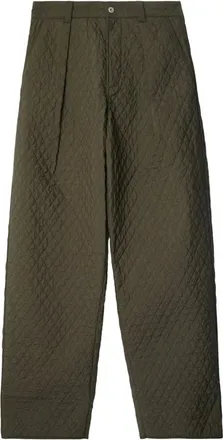 Burberry Broeken, Heren, Groen, S, Leer, Groene Gewatteerde Broek