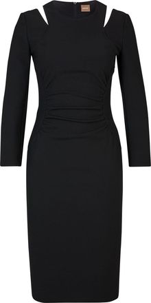 HUGO BOSS Womens Dadeka Crew Neck Midi Bodycon Dress in Black - Size 6 UK