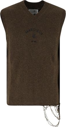 Maison Margiela Green Wool Destroyed Knit Vest