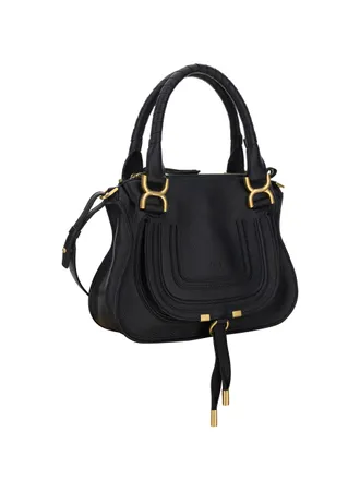 Chlo&eacute; Womens Marcie Handbag Black Calf Leather Bos Taurus Handbags Hand Bags