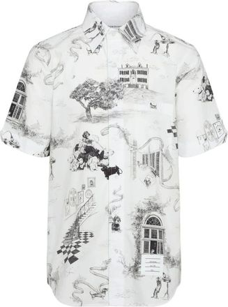 Thom Browne Short Sleeve Shirts, male, Multicolor, L, Poplin Hector Toile Short Sleeve Shirt