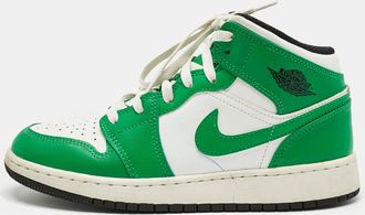 Air Jordan s Green/white Leather Jordan 1 Retro High Top Sneakers