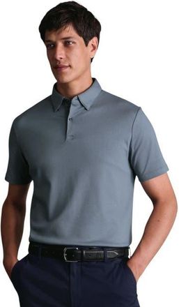 CHARLES TYRWHITT Short Sleeve Jersey Polo in Denim Blue at Nordstrom, Size Xx-Large