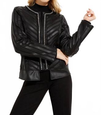 Joseph Ribkoff Studded Collarless Jacket In Black