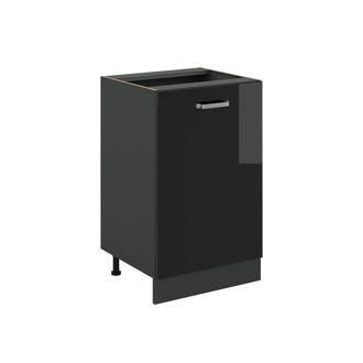 Vicco Mueble Bajo De Cocina R-line, Negro Brillo Intenso/antracita, 50 Cm Sin Encimera, Vicco