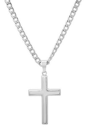 HMY Jewelry Mens Cross Pendant Necklace in Silver at Nordstrom Rack