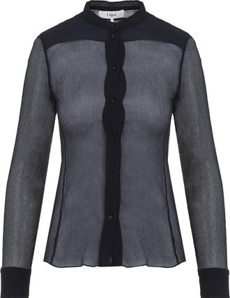 Chloé Blue Silk Shirt-Donna