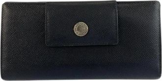 Bulgari Pre-owned Leder Classico Zwarte Lange Portemonnee - Dames - Vintage Accessoires - Zwart - ONE Size - Leer - Vintage