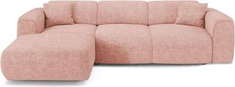 Sia Home Sof&aacute; cama esquinero izquierdo 5 plazas terciopelo texturizado rosa