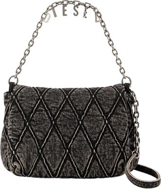 Diesel Charm-D Schoudertas Medium - Dames - Schoudertassen - Zwart - ONE Size - Katoen - Tassen