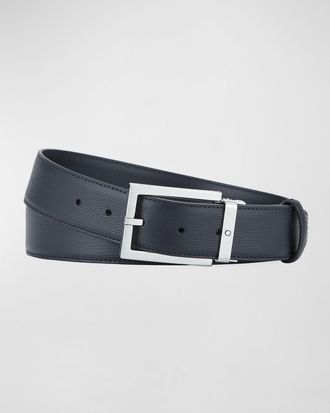 Montblanc Mens Rectangle-Buckle Leather Belt