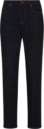 Kiton Slim-Fit High-Rise Katoenen Jeans - Dames - Slim Fit Jeans - Blauw - 2XS - Katoen - Jeans