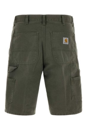 Carhartt Work in Progress Mens Army Green Cotton Single Knee Shorts Leafstonecanvas Exterior