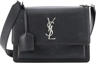 Saint Laurent Sunset Satchel Leather Medium crossbody bag - Zwart