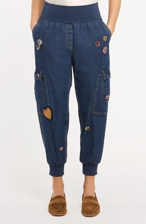 Cinq &agrave; Sept Giles Retro Love Cargo Jeans in Abyss/Multi at Nordstrom, Size Xx-Small