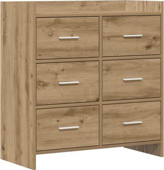 vidaXL Aparador Roble Artisan 75 X 33 X 80 Cm Madera De Ingenier&iacute;a Vidaxl