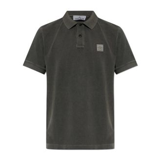 Stone Island Polo Shirt met Logo Patch - Heren - Polos - Bruin - S - Katoen - Tops