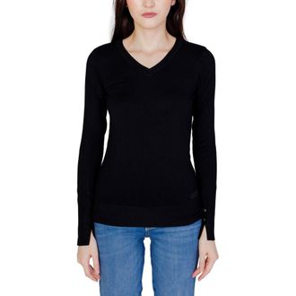 Guess Womens Vneck Knit Sweater Long Sleeve Pullover - Black Cotton - Size EU 40 (Womens)