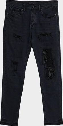 Purple Mens Beaded Skinny Jeans