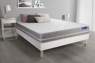 Actisom Somier blanco + colch&oacute;n con espuma viscoel&aacute;stica 120 x 195