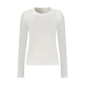 Guess Long Sleeve Tops, female, White, Size: 2XL White Cotton Crew Neck T-Shirt